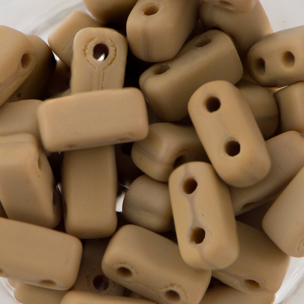 3/6mm Matte French Beige Czech Mate Brick Beads (50)