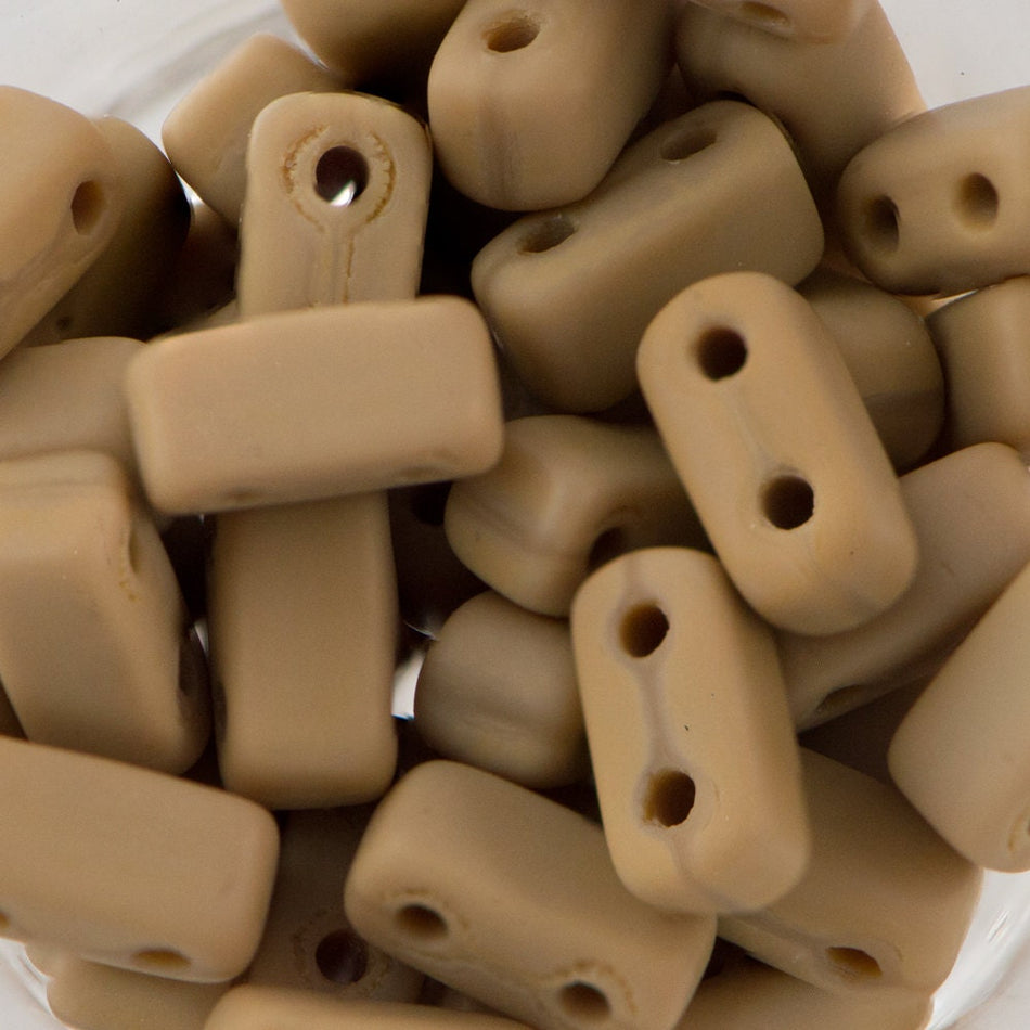 3/6mm Matte French Beige Czech Mate Brick Beads (50)