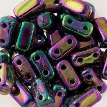 3/6mm Iris Purple Czech Mate Brick Beads (50)