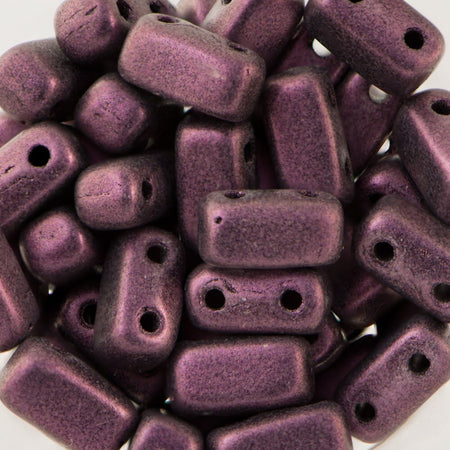 3/6mm Metallic Suede - Pink Czech Mate Brick Beads (50)