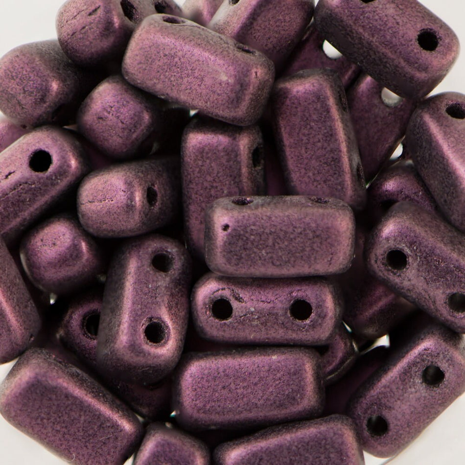 3/6mm Metallic Suede - Pink Czech Mate Brick Beads (50)