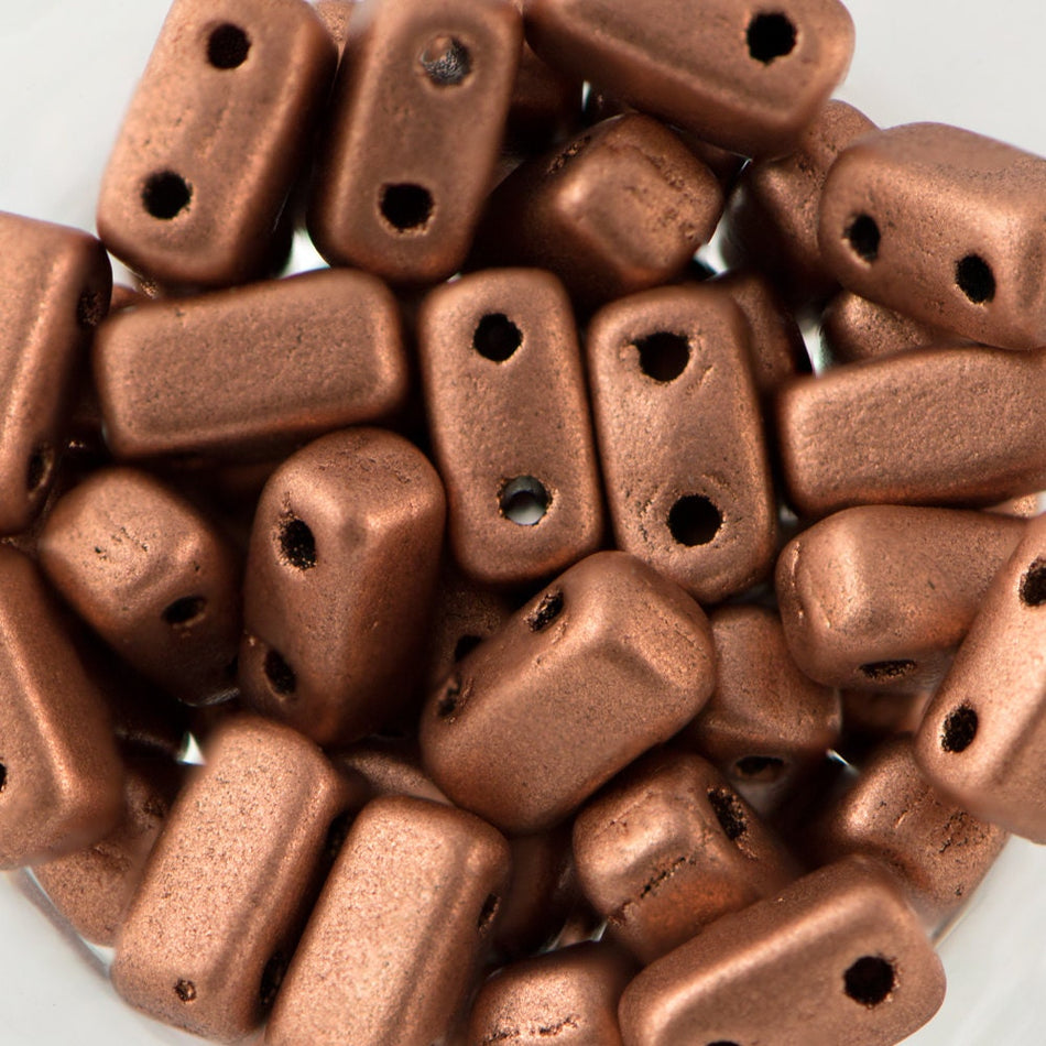 3/6mm Matte Metallic Copper Czech Mate Brick Beads (50)