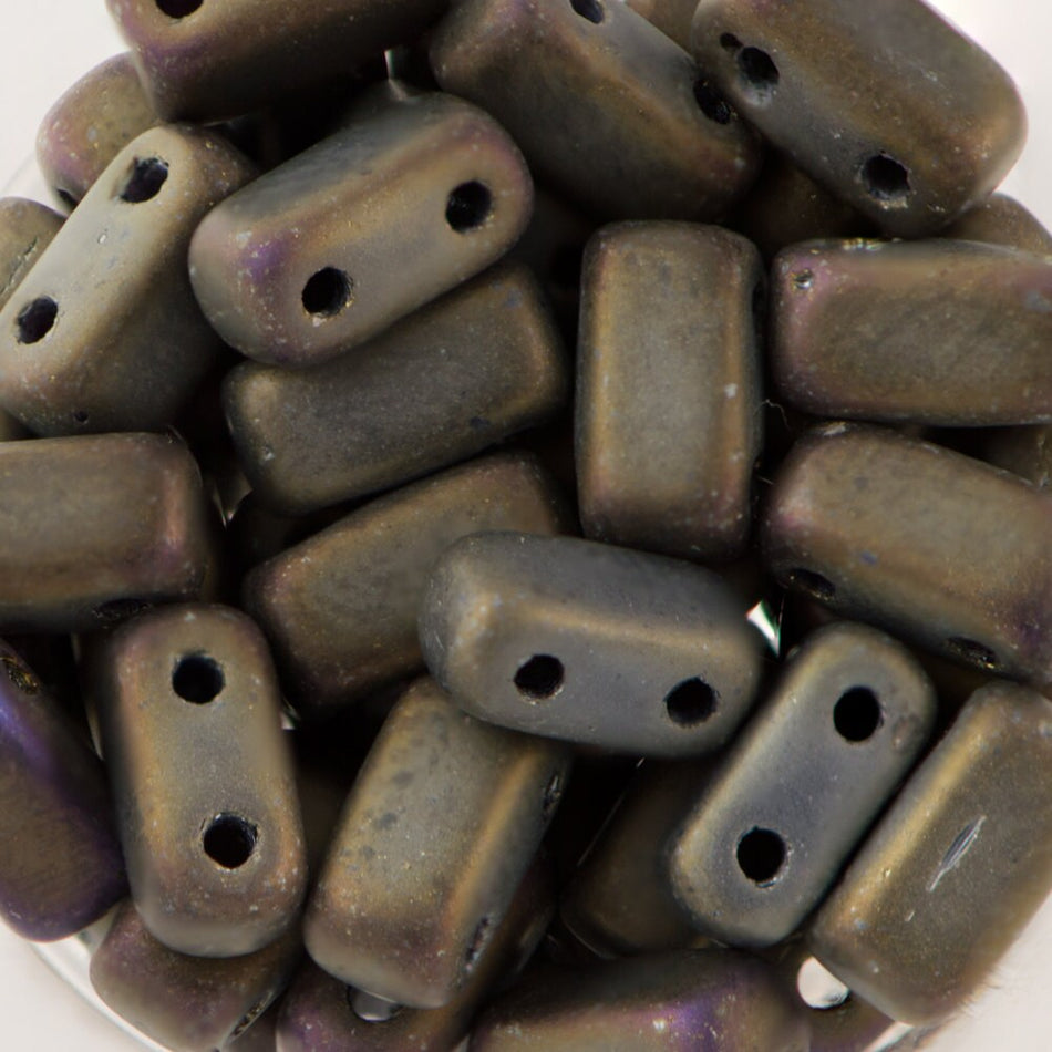 3/6mm Matte Iris Brown Czech Mate Brick Beads (50)