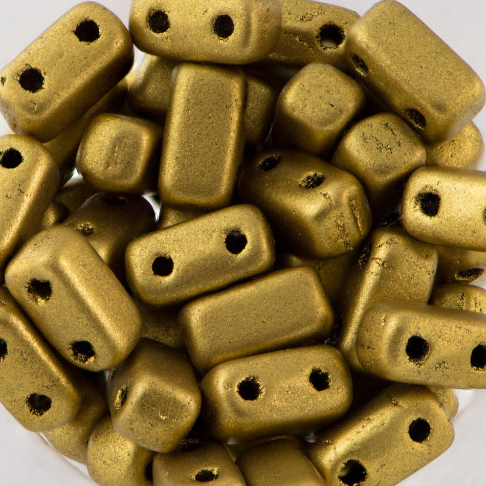 3/6mm Matte Metallic Aztec Gold Czech Mate Brick Beads (50)