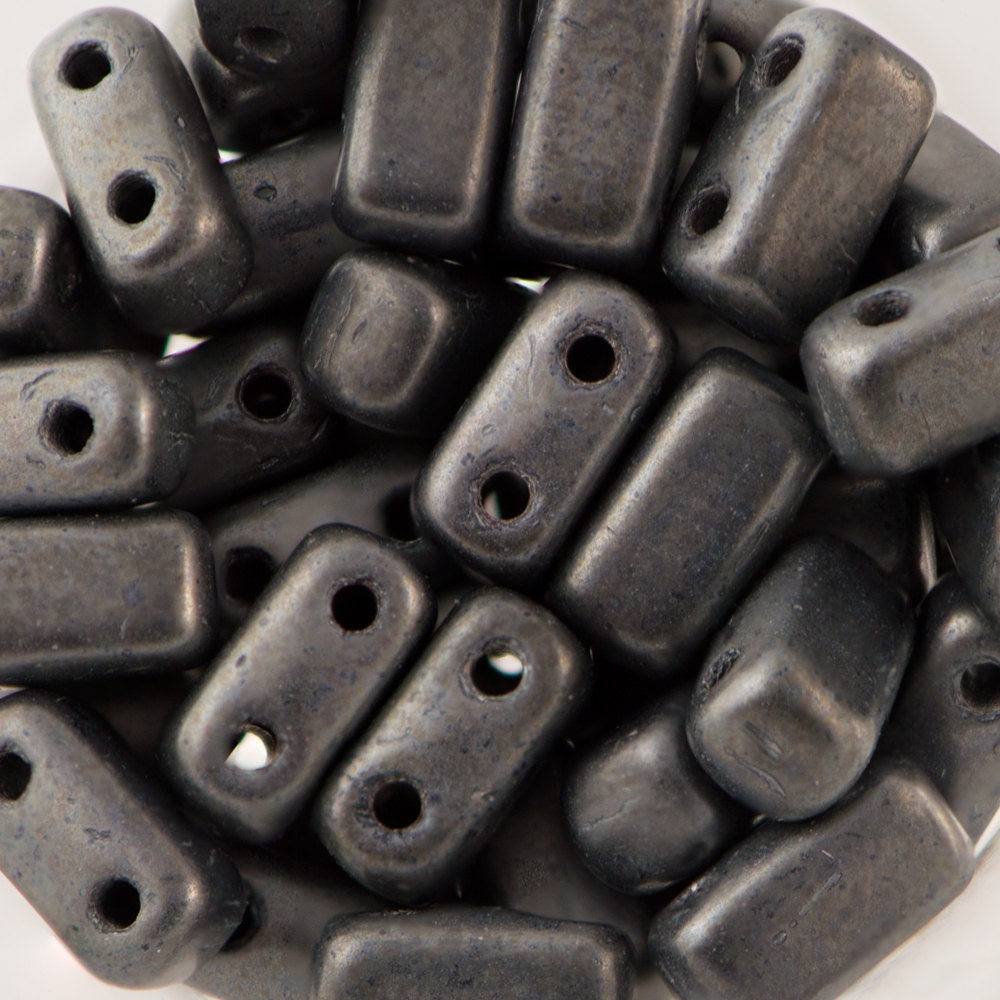 3/6mm Matte Hematite Czech Mate Brick Beads (50)