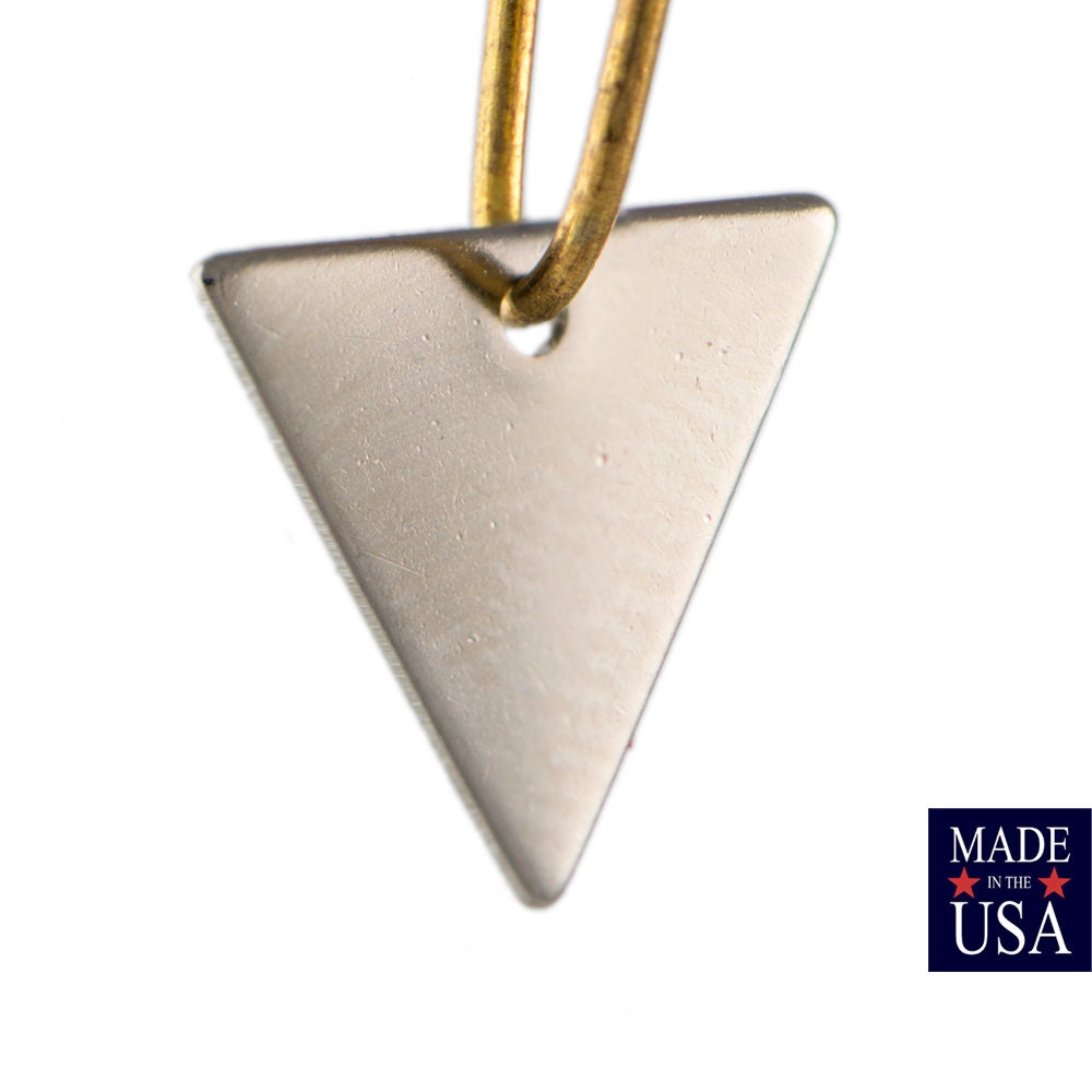 1 Hole Silver Plated Triangle Charms Drops 13mm (10) mtl147U