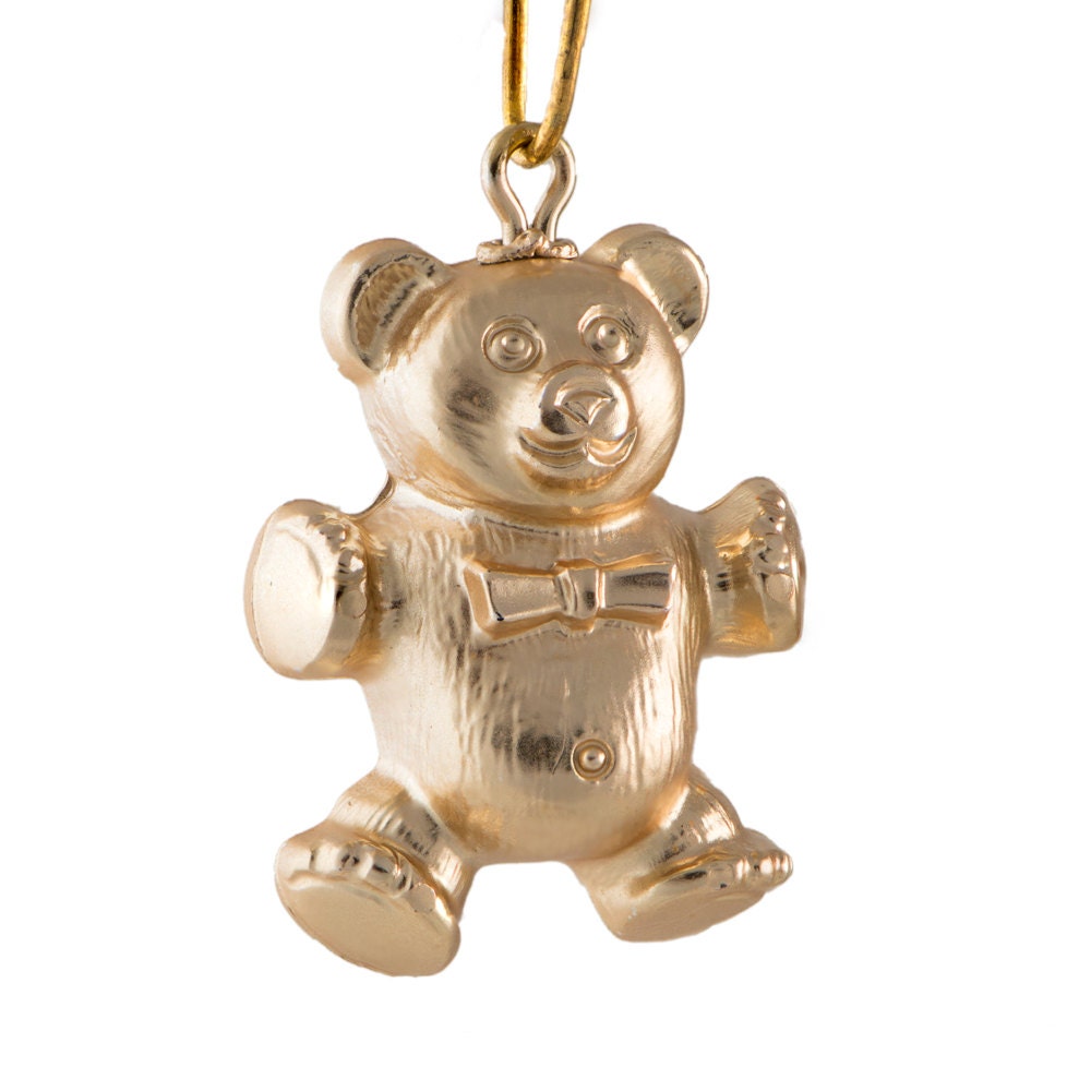 Vintage Gold Acrylic Teddy Bear Charm chr014D