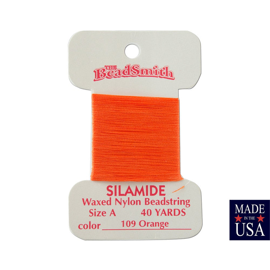 Orange Silamide Waxed Nylon Beadstring Size A (40 Yards) CSL0109