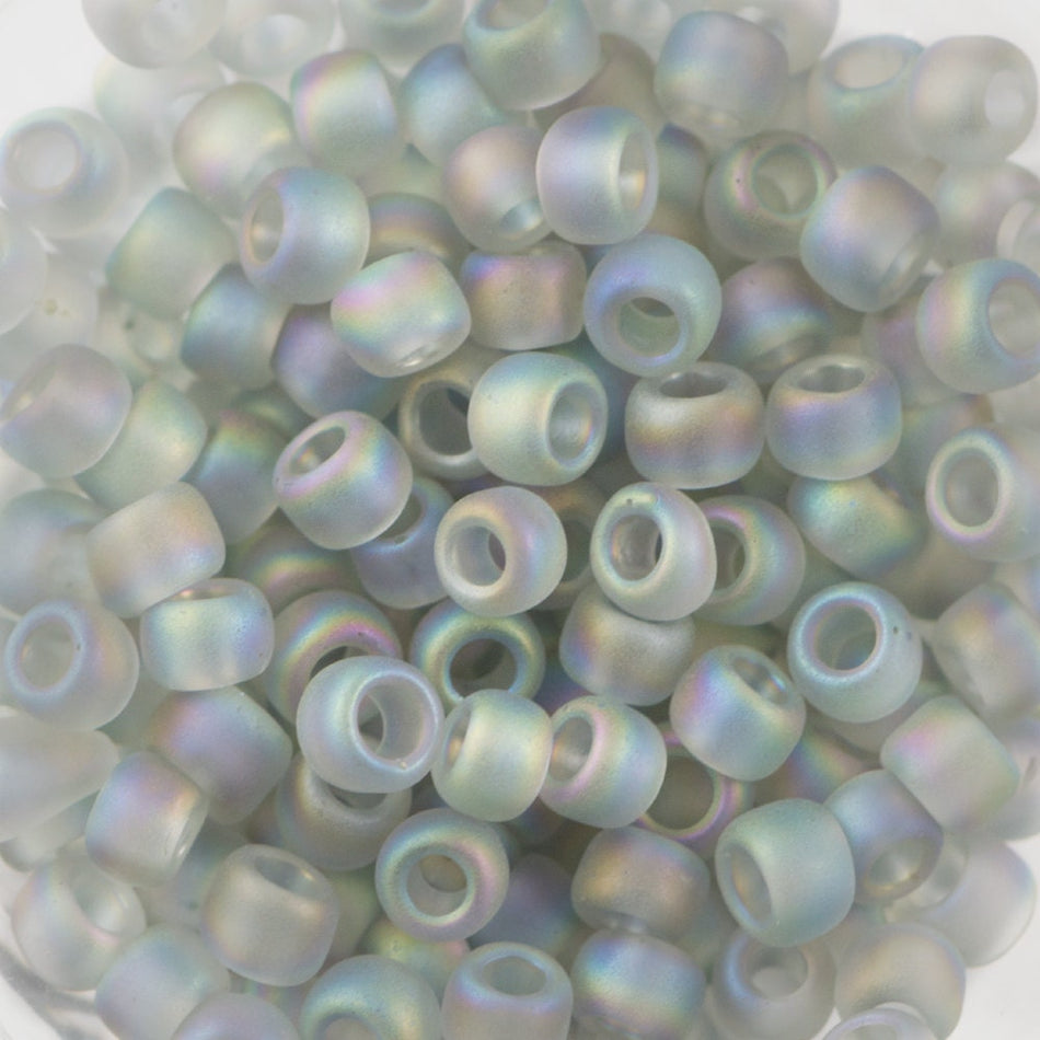 8/0 TOHO ROUND Transparent Rainbow Frosted Black Diamond Seed Bead (8g)
