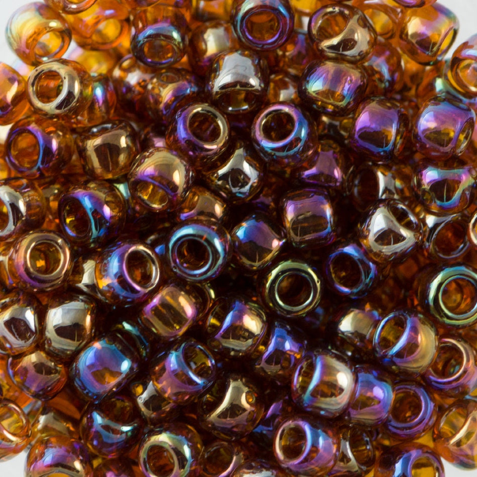 8/0 TOHO ROUND Transparent Rainbow Smoky Topaz Seed Bead (8g)