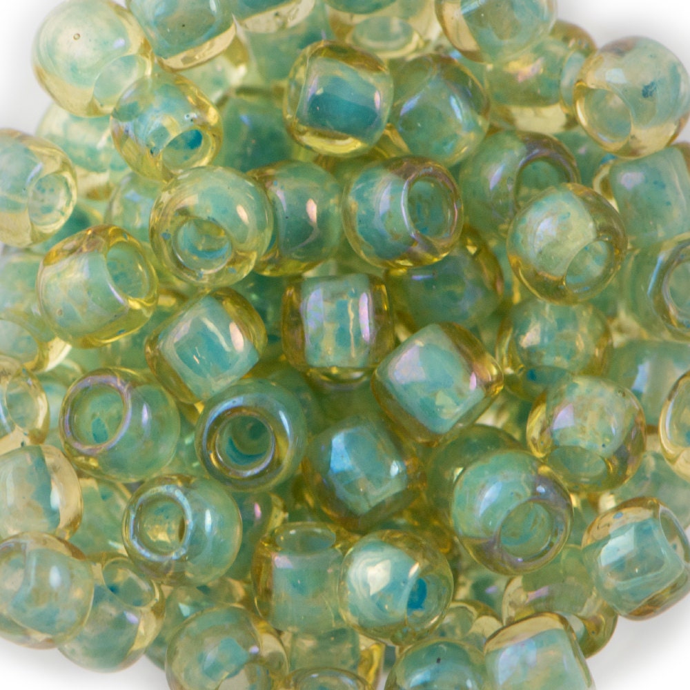 6/0 TOHO ROUND Inside Color Rainbow Light Topaz / Sea Foam Lined Seed Bead (8g)