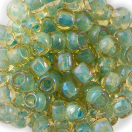 6/0 TOHO ROUND Inside Color Rainbow Light Topaz / Sea Foam Lined Seed Bead (8g)