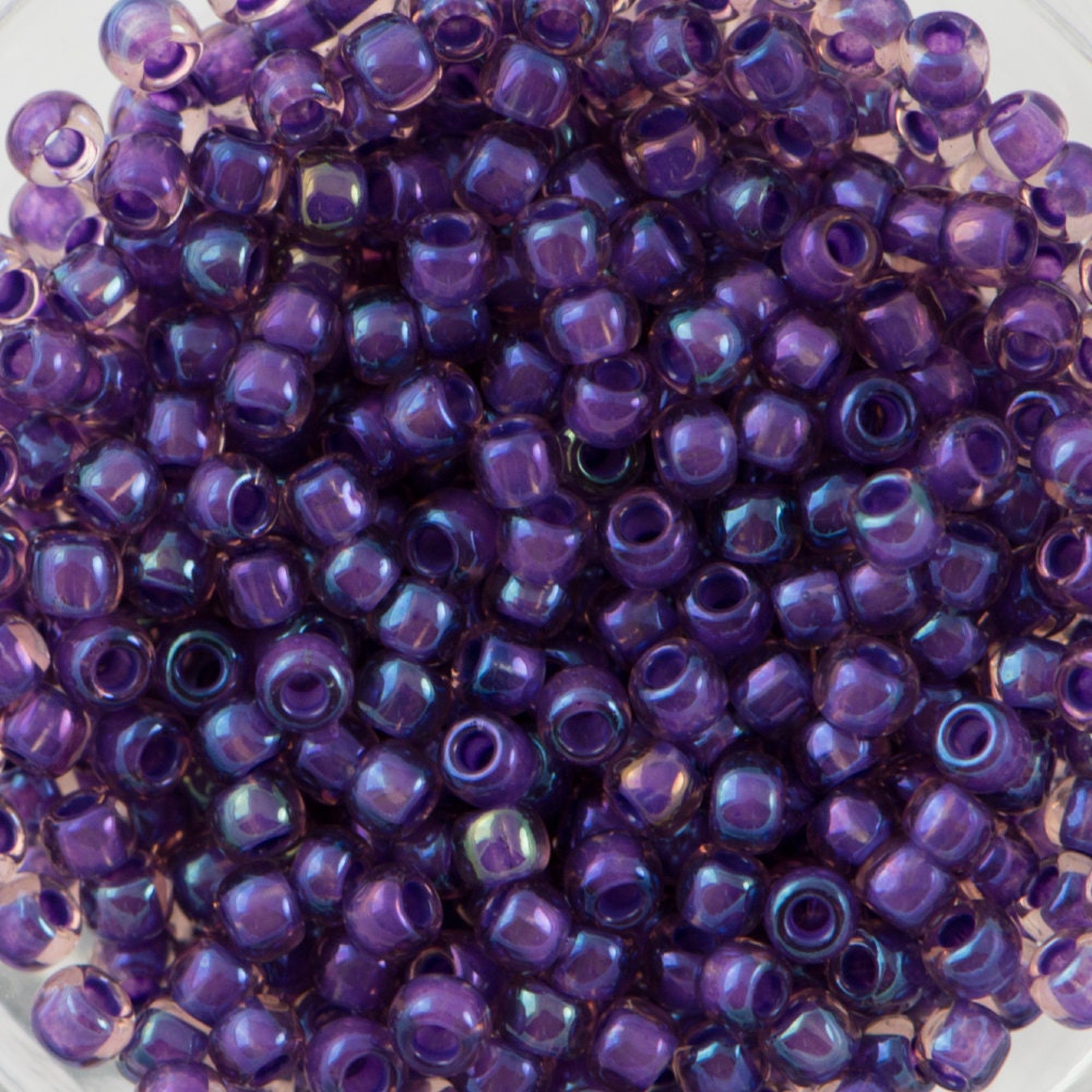 11/0 TOHO ROUND Inside Color Rainbow Rosaline / Opaque Purple Lined Seed Bead (8g)