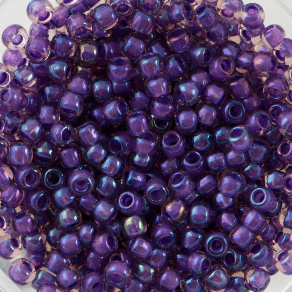 11/0 TOHO ROUND Inside Color Rainbow Rosaline / Opaque Purple Lined Seed Bead (8g)