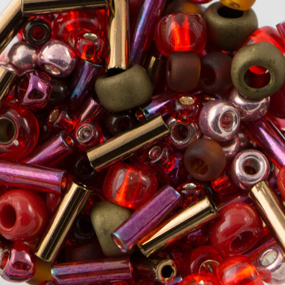 ASSORTED TOHO Seed Bead Samurai Mix - Red / Brown