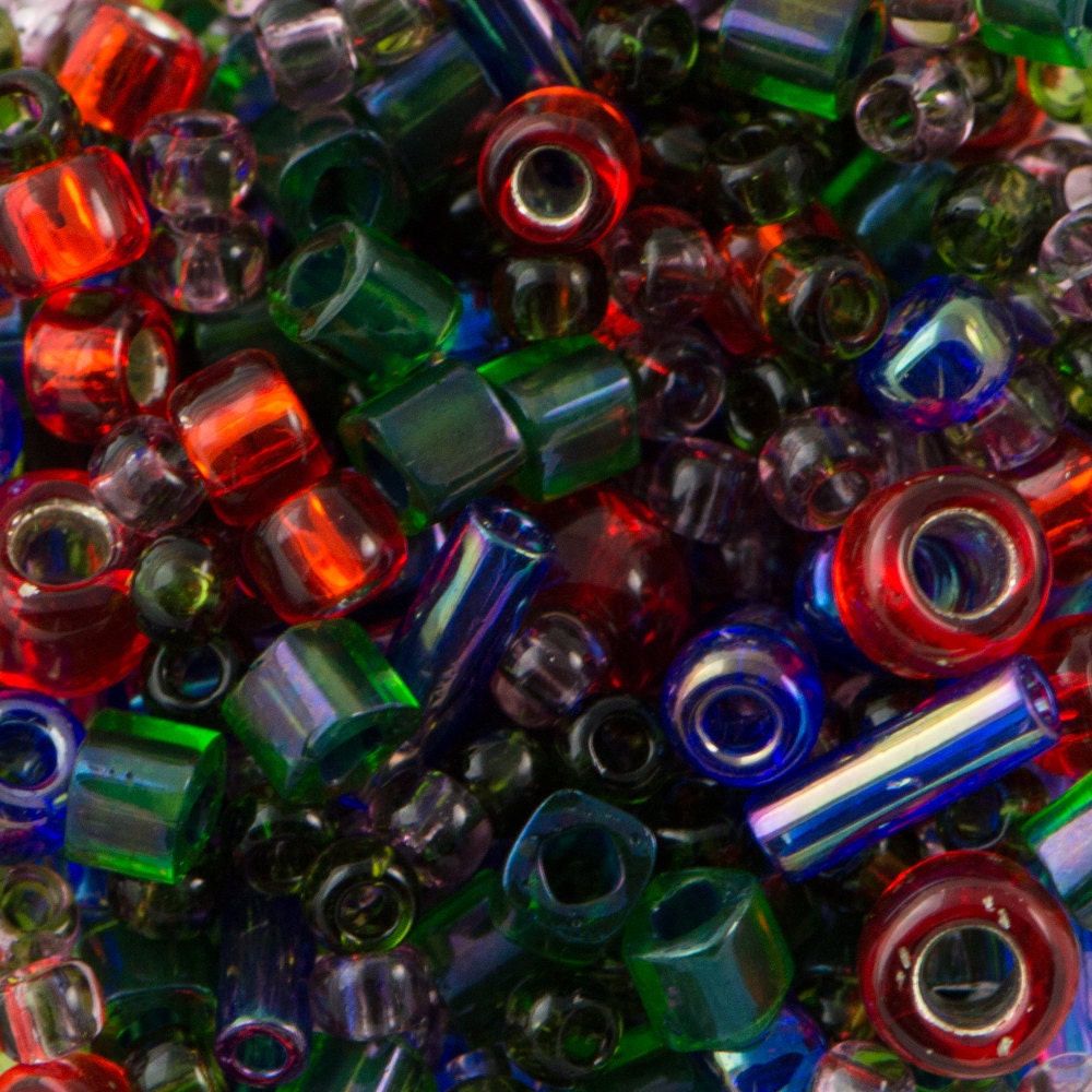ASSORTED TOHO Seed Bead Shousei Mix - Red / Green / Blue