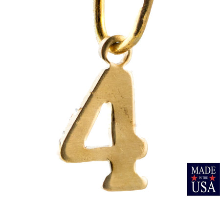 Raw Brass Number Four Charm Drops 12x7mm (10) chr226D