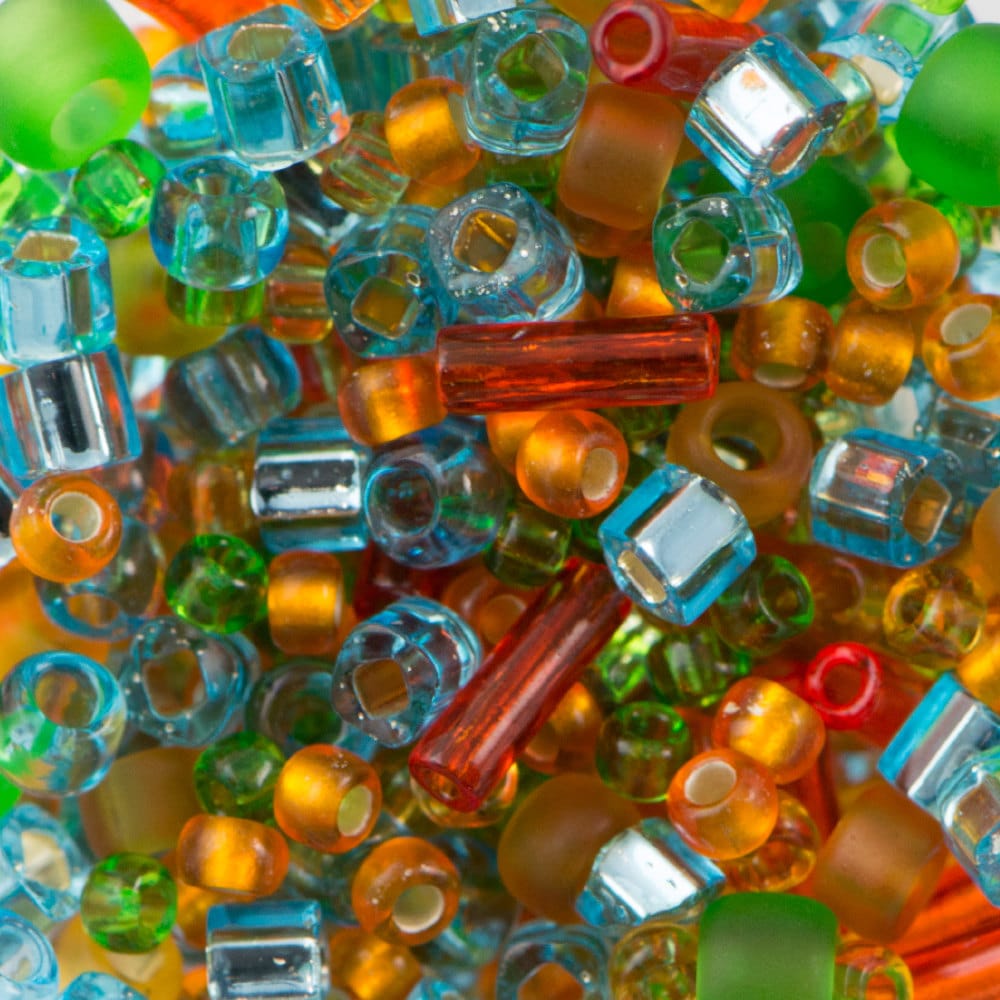 ASSORTED TOHO Seed Bead Haiku Mix - Orange / Green / Blue (8g)