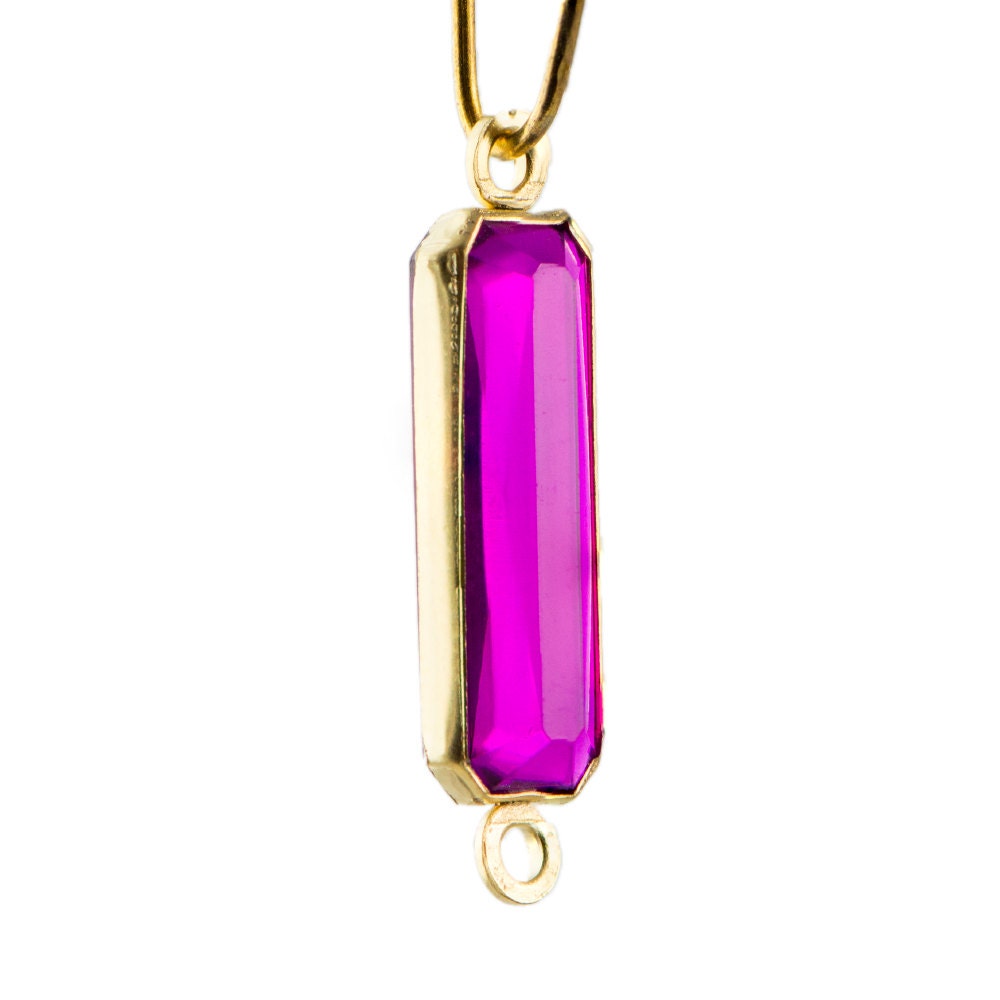 2 Loop Vintage Amethyst Acrylic Faceted Channel Set Rectangle Drops 7x19mm (6) chr068A
