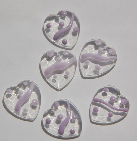Clear Faceted Hearts with Purple Accents Charms chr094