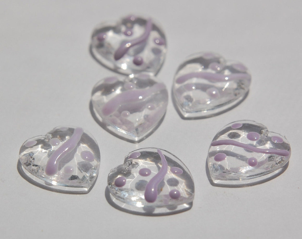 Clear Faceted Hearts with Purple Accents Charms chr094