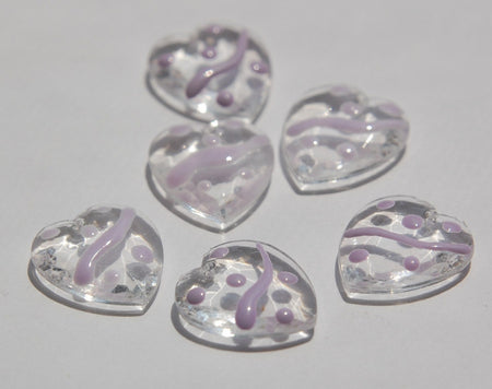 Clear Faceted Hearts with Purple Accents Charms chr094