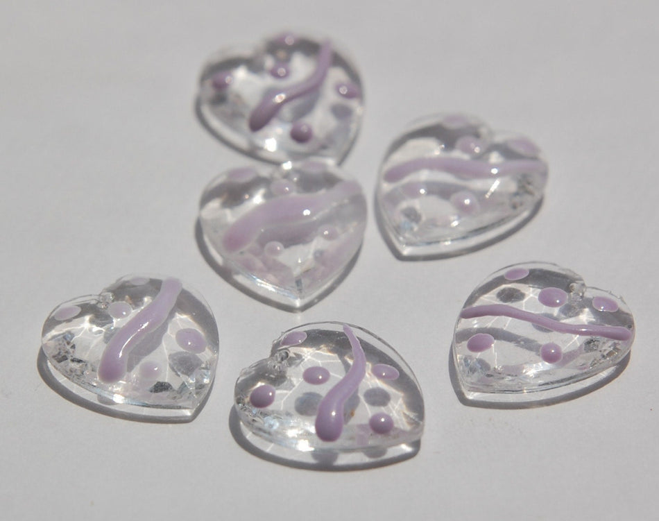 Clear Faceted Hearts with Purple Accents Charms chr094