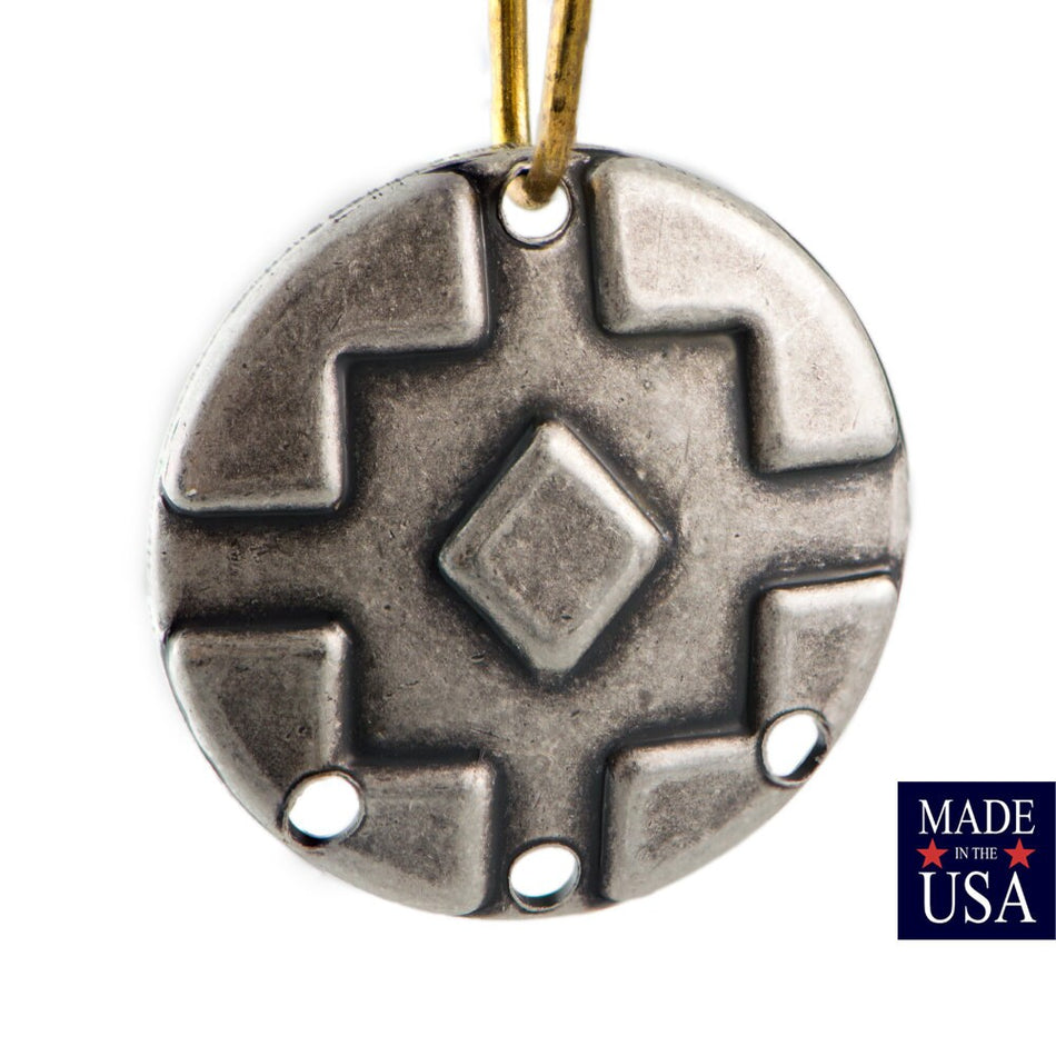 4 Hole Silver Ox Southwestern Drop / Pendant 17mm (6) mtl486C
