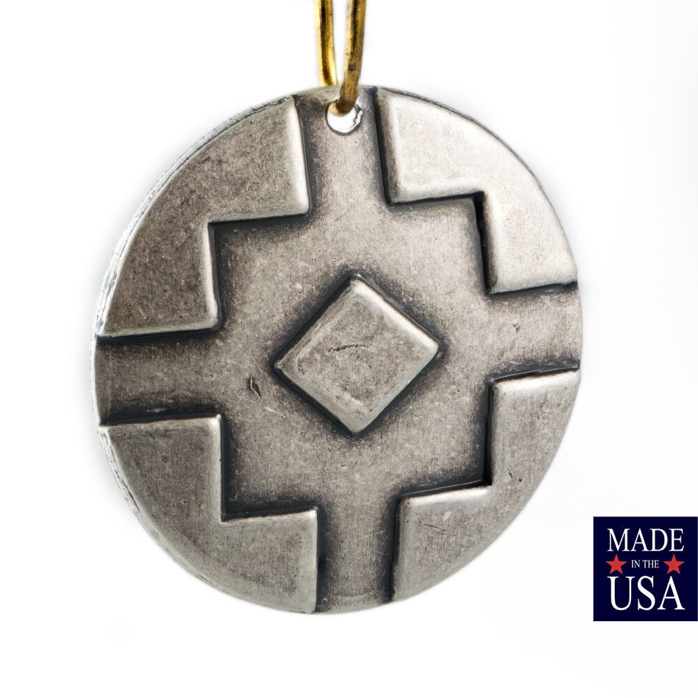 1 Hole Silver Ox Southwestern Drop / Pendant 25mm (4) mtl474E