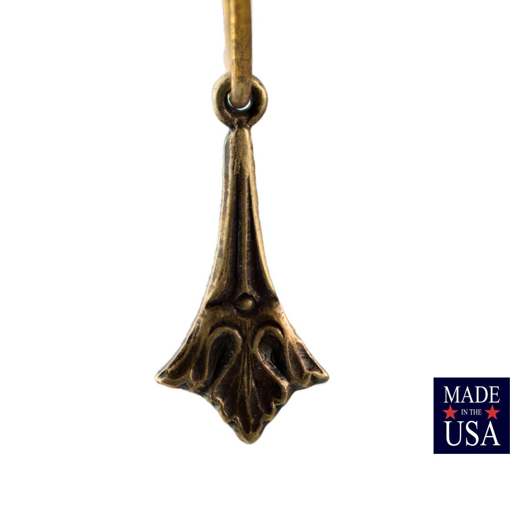 1 Loop Brass Ox Etched Deco Charm Drop 15x7mm (6) mtl499B