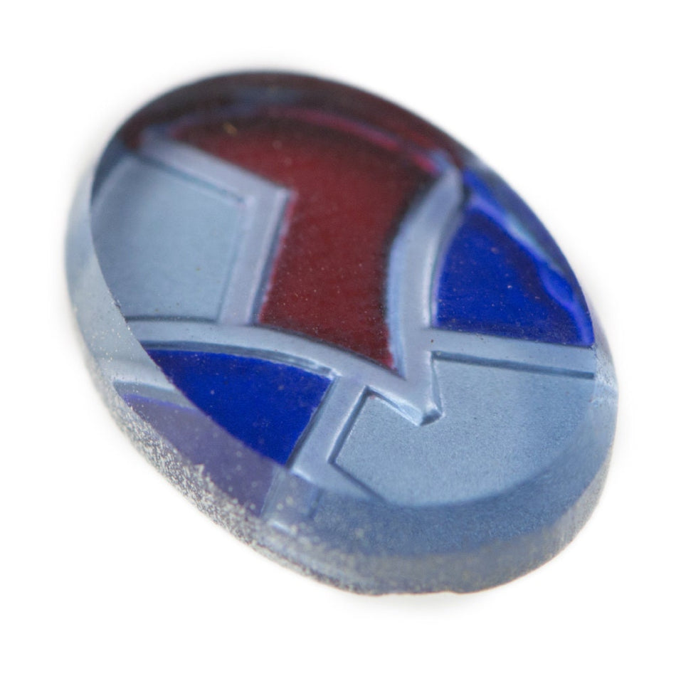 Vintage Red Blue Silver Glass Cabochon 18x13mm (2) cab871A