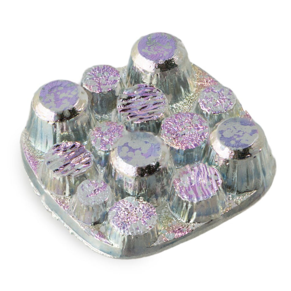Vintage Funky Raised Iridescent Square Glass Cabochon 16mm (1) cab873A