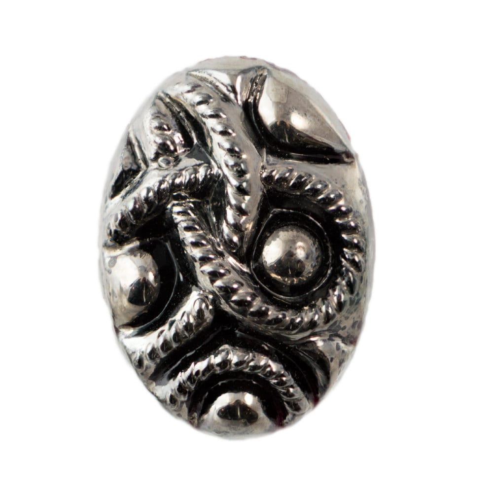 Vintage Raised Etched Silver Glass Cabochon 18x13mm (1) cab874A