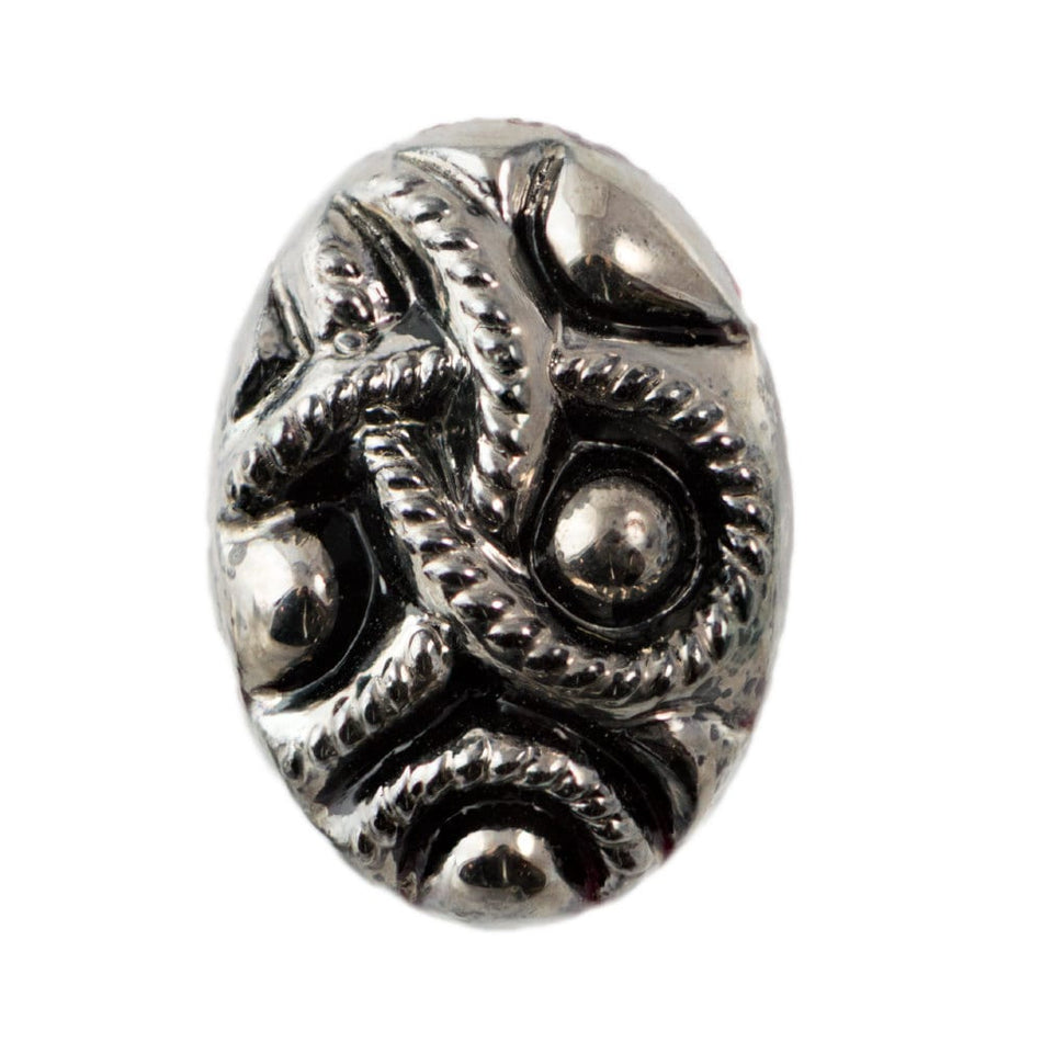 Vintage Raised Etched Silver Glass Cabochon 18x13mm (1) cab874A