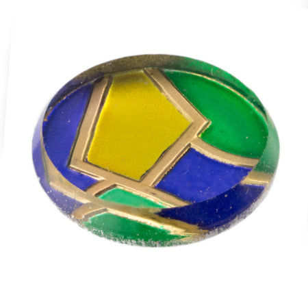 Vintage Green Purple Yellow Glass Cabochon 18mm (2) cab876A