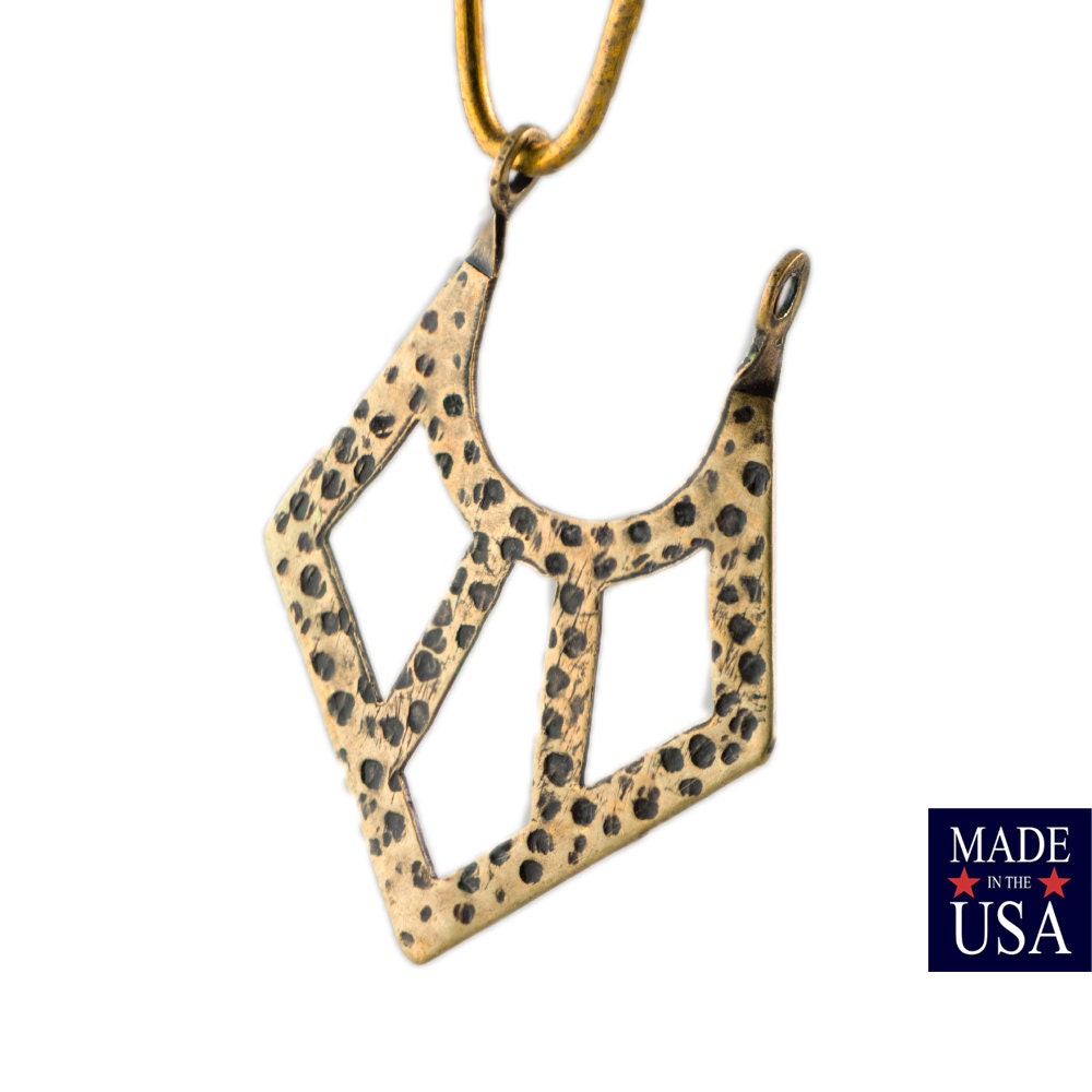 2 Loop Brass Ox Plated Hammered V Pendants Drops (6) 24x18mm mtl182D