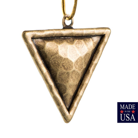 Hammered Brass OxTriangle with Loop Pendant Drops (4) mtl490B