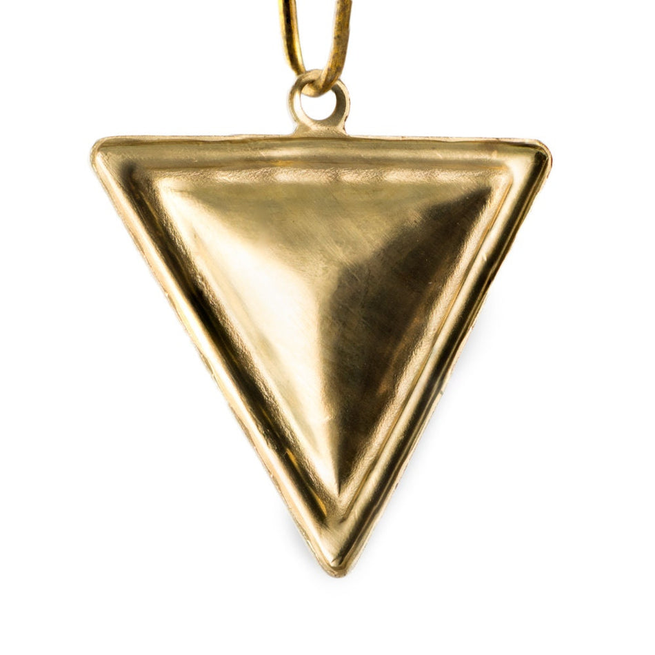 Hammered Raw Brass Triangle with Loop Pendant Drops (4) mtl490A