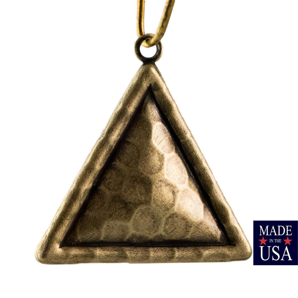 Hammered Brass OxTriangle with Top Loop Pendant Drops (4) mtl491B