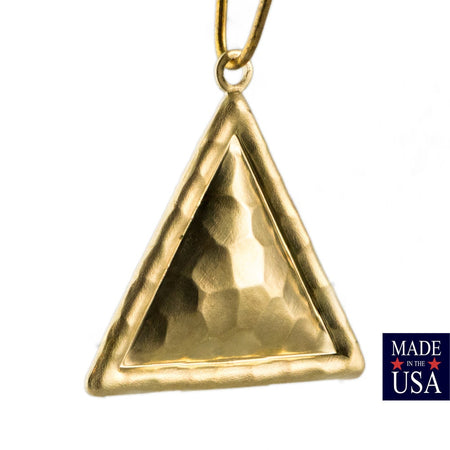 Hammered Raw Brass Triangle with Top Loop Pendant Drops (4) mtl491A
