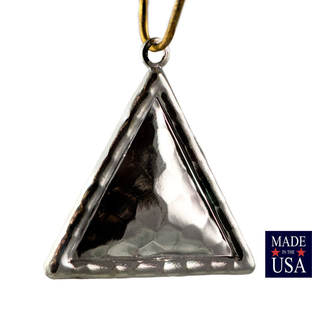 Hammered Silver Triangle with Top Loop Pendant Drops (4) mtl491C
