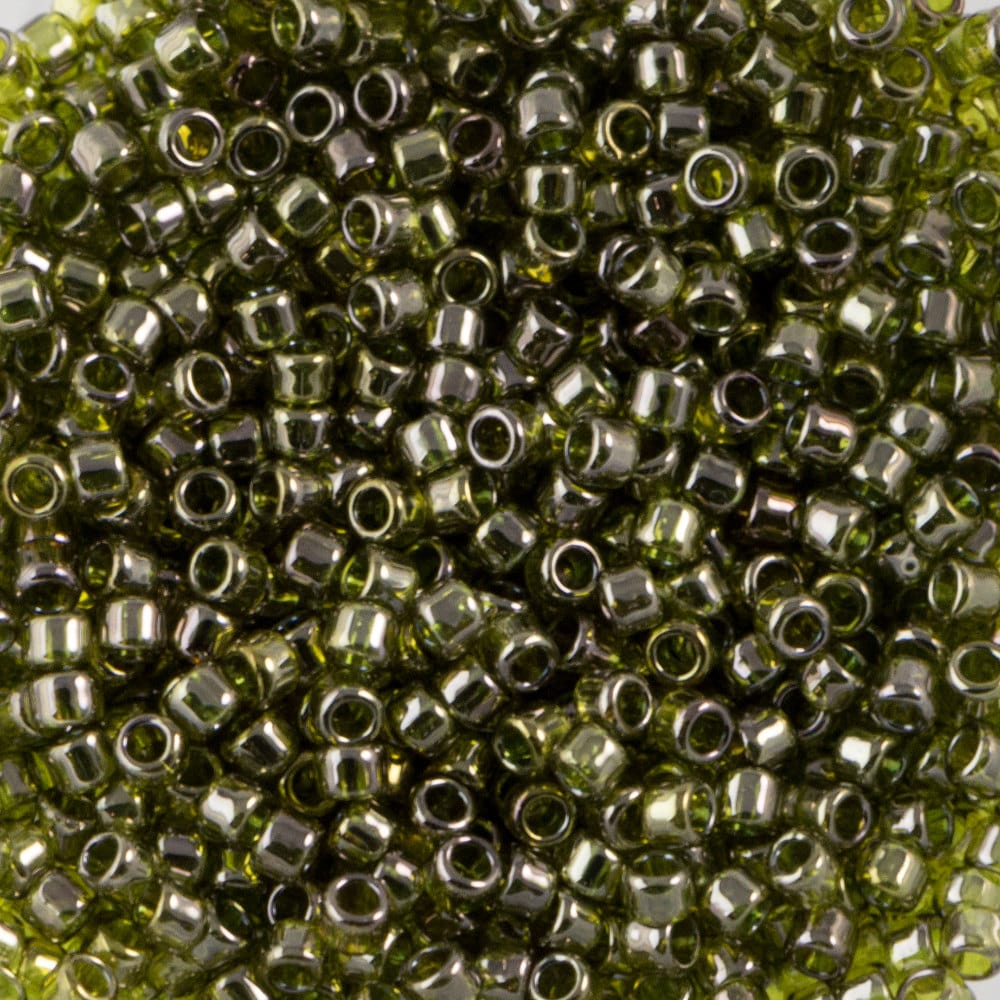 15/0 TOHO ROUND Gold Lustered Green Tea Seed Bead (8g)