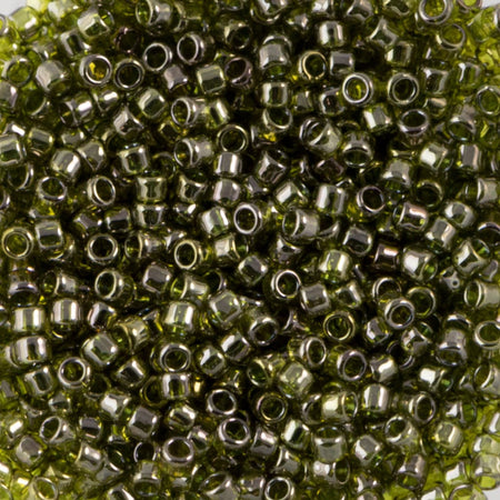 15/0 TOHO ROUND Gold Lustered Green Tea Seed Bead (8g)