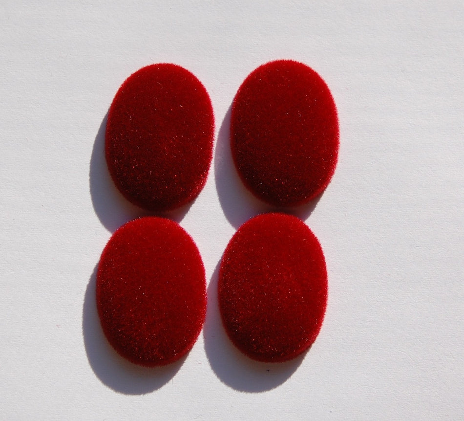 Vintage Red Velvet Velour Cabochons 25mm x 18mm cab435A