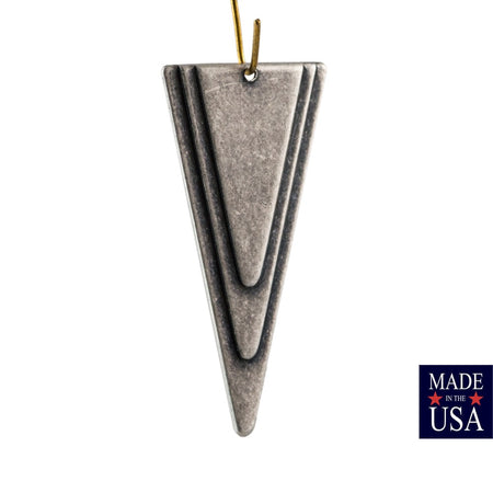 1 Bottom Hole Matte Silver Ox Large Layered Deco Triangle Pendant (6) mtl200H