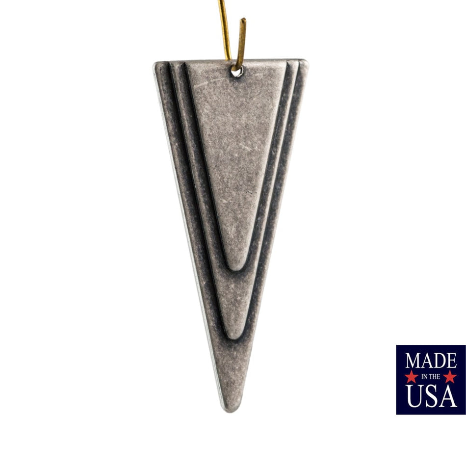 1 Bottom Hole Matte Silver Ox Large Layered Deco Triangle Pendant (6) mtl200H