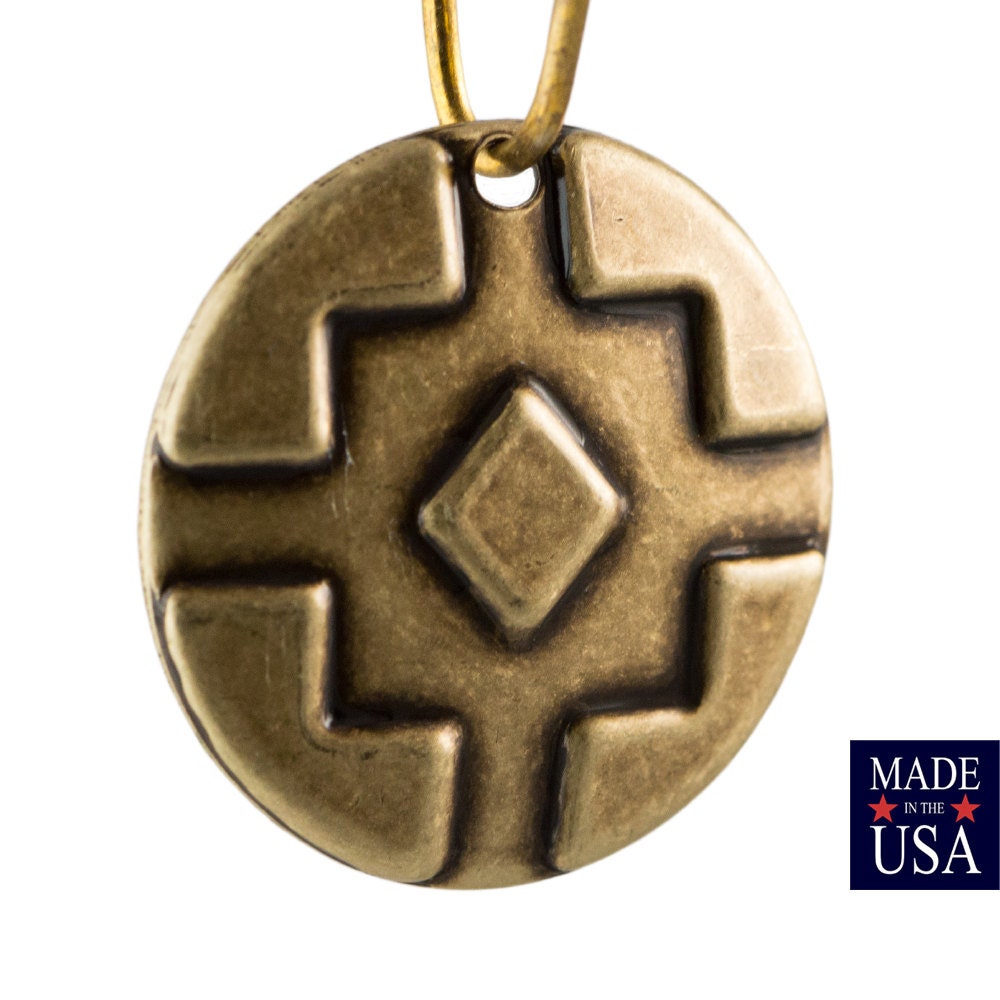 1 Hole Brass Ox Southwestern Drop / Pendant 17mm (6) mtl486F