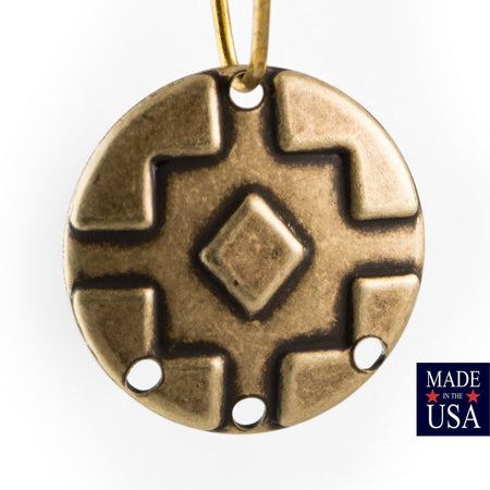 4 Hole Brass Ox Southwestern Drop / Pendant 17mm (6) mtl486E