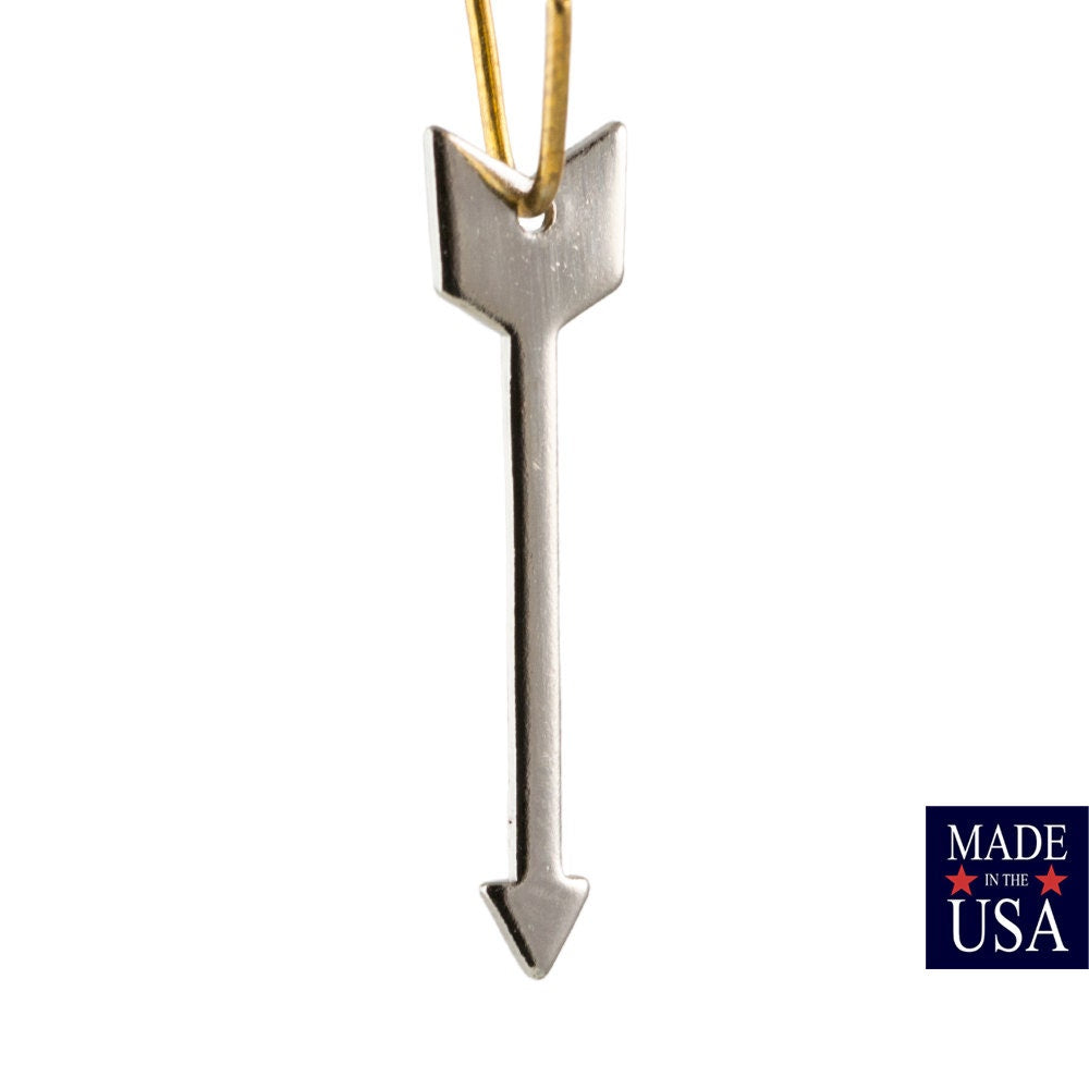 Silver Plated 1 Hole Arrow Charm Pendant (8) mtl409D