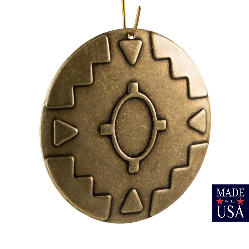 1 Hole Brass Ox Southwestern Drop / Pendant with 14x10mm Setting (2) mtl484C